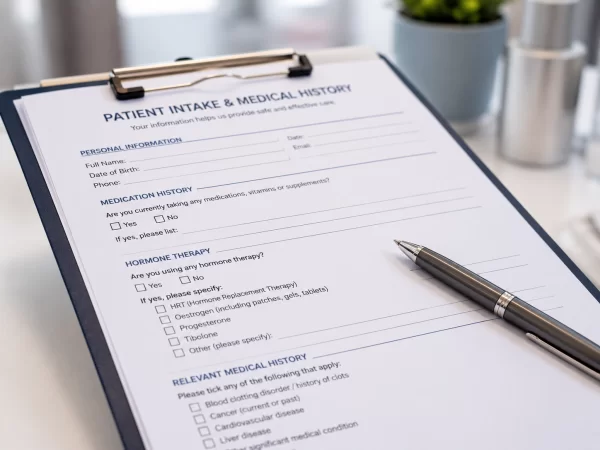a patient intake form or medication history checklist